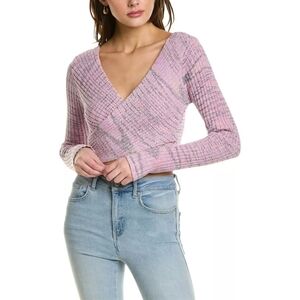 Pink V-Neck Wrap Sweater Top
